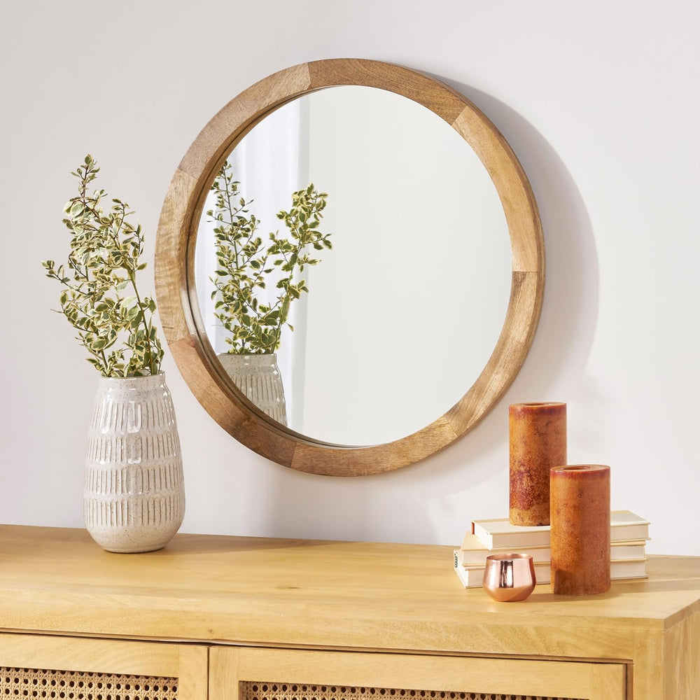 Christopher Knight Home Solis 23.50" H Round Wall Mirror, Mango Wood Wal...