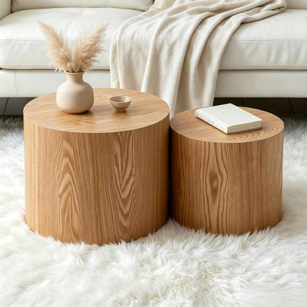 Small Wood Side Table Round Nesting End Table Coffee Tables Nesting Tables Se...