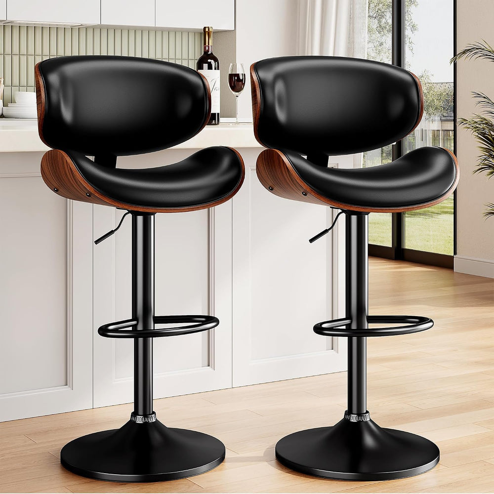 YaFiti Swivel Bar Stools Set of 2, Bar Stools for Kitchen Counter, Black | Co...