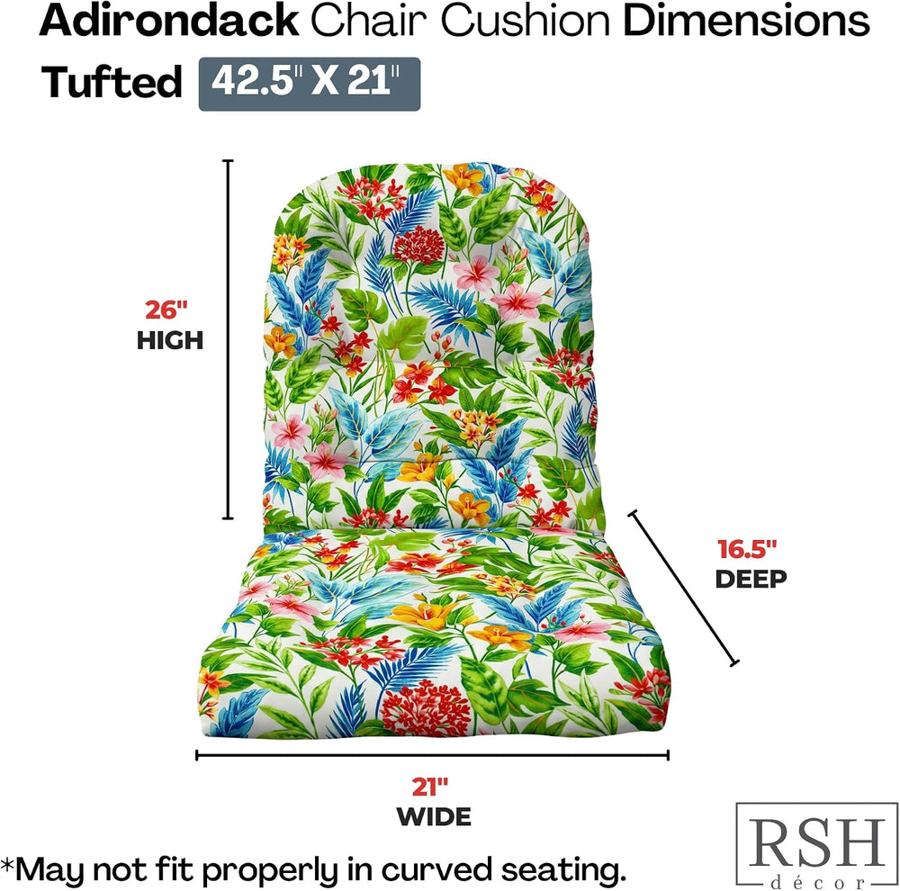 RSH DECOR: Tufted Adirondack Chair Cushion | 42.5” x 21” | All-Weather Spun F...
