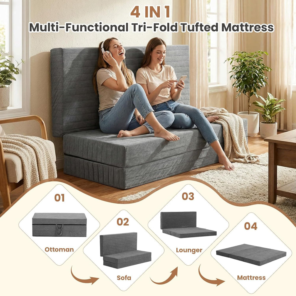 Erament 6-Inch Tri-Fold Mattress Full Size, Covertible Bed Floor Futon Mattre...