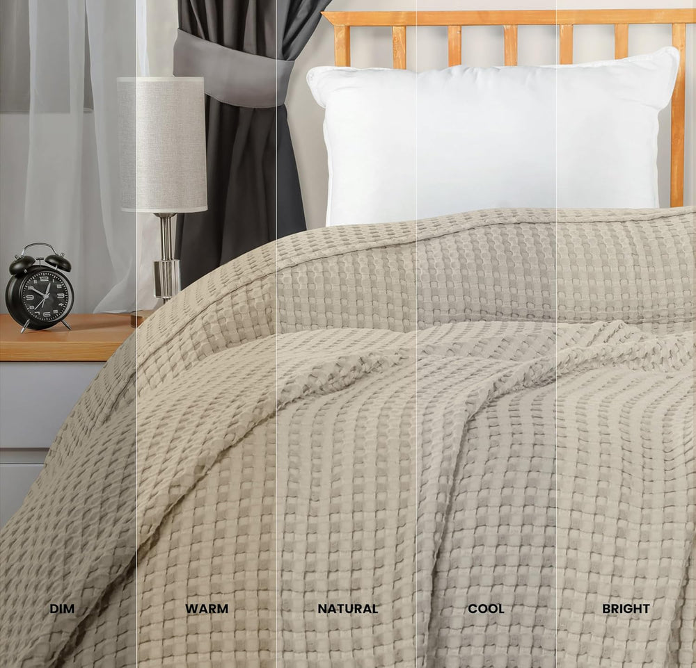 Utopia Bedding 100% Cotton Waffle Blanket Full Size Khaki, 90x84 Inch