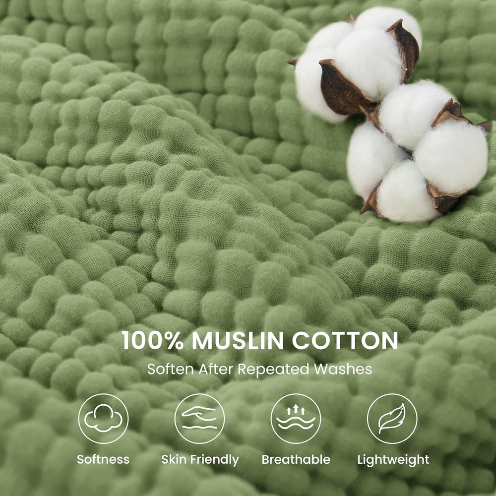 Love's cabin 100% Cotton Muslin Blanket King Size for Bed, Sage Green