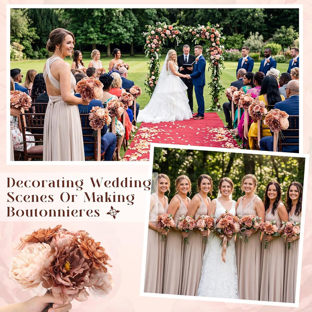50 Pcs Brown Artificial Flowers Combo Set with Stem