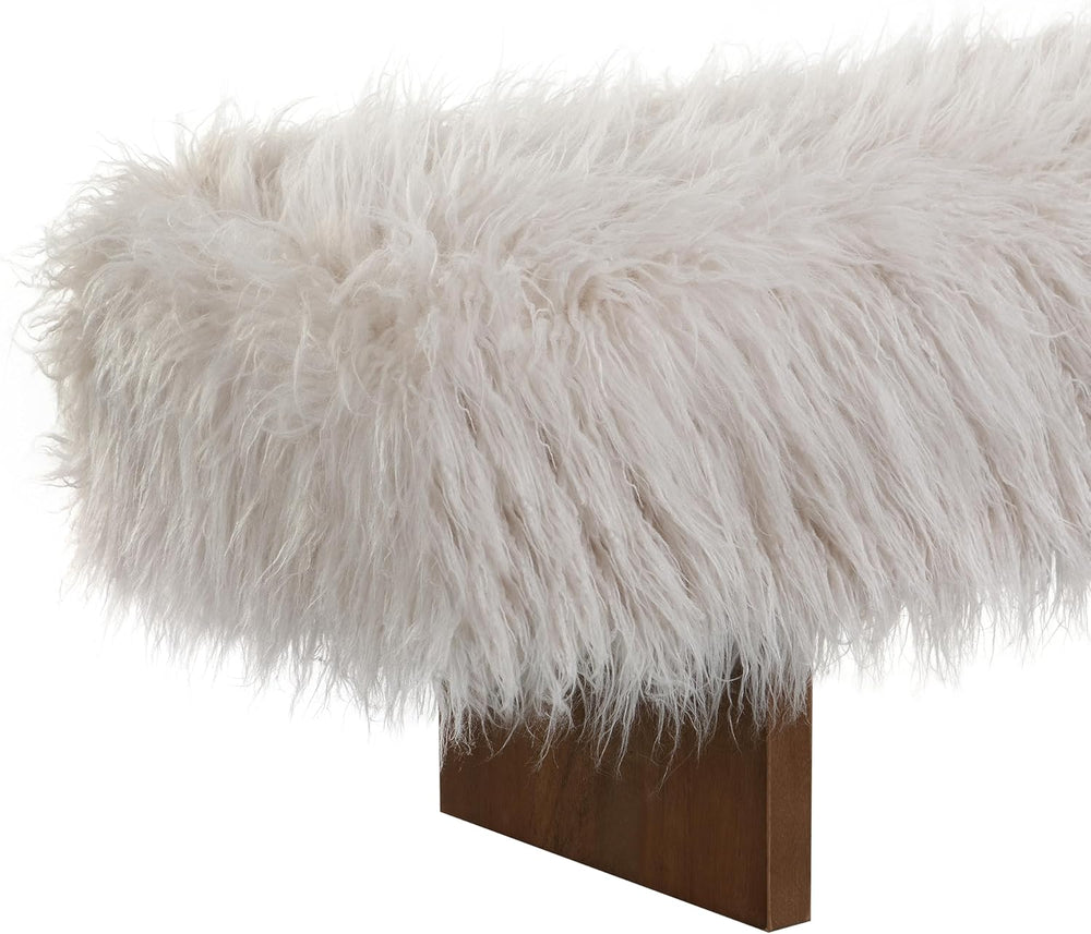 Christopher Knight Home Lenka 67" Long-haired Faux Wool Bedroom Bench, R...