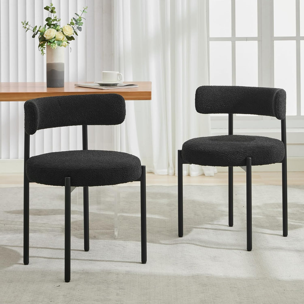 Boucle Dining Chairs Set of 2, Mid Century Modern Dining Room Chairs with Bar...