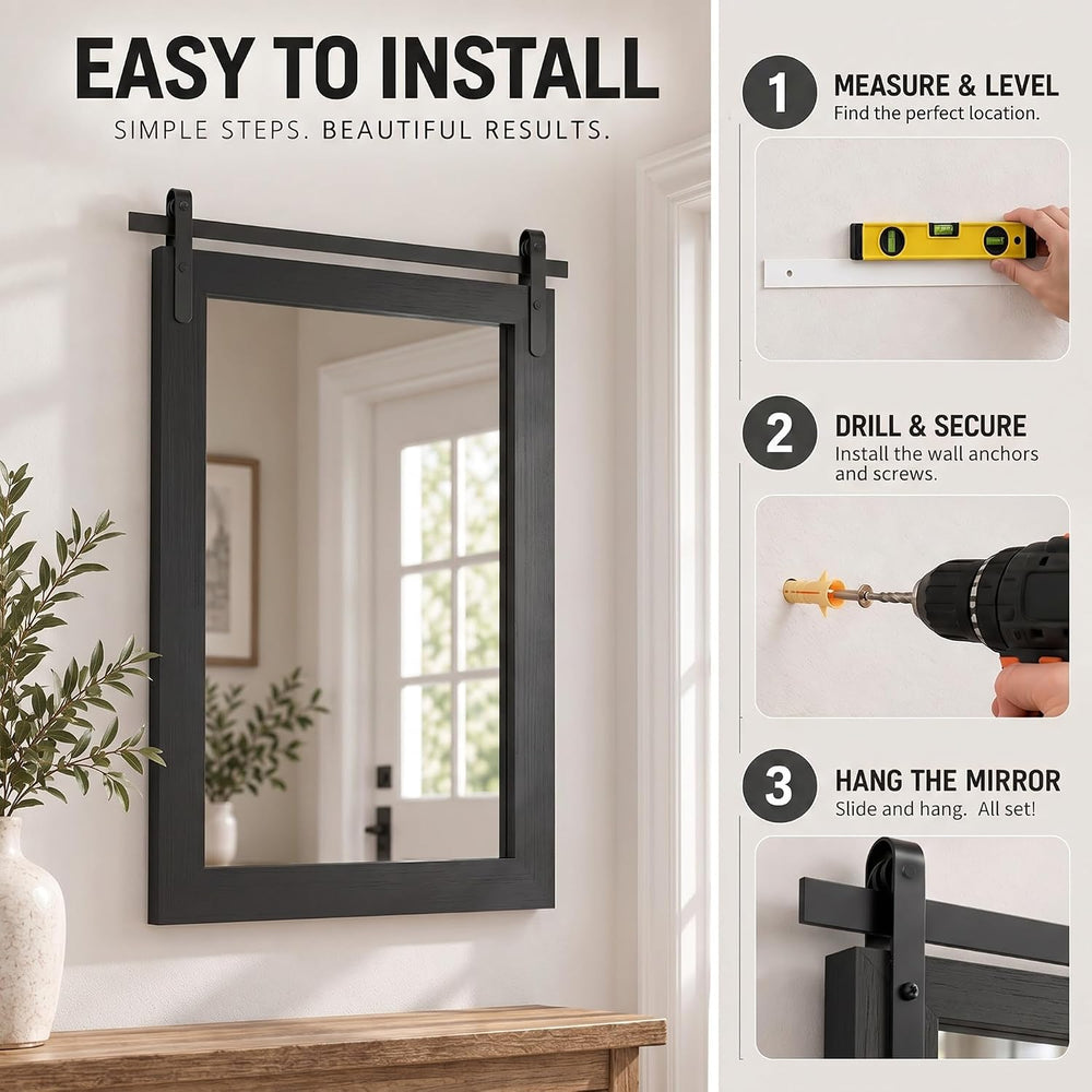 PAIHOME Black Farmhouse Bathroom Vanity Mirror 22" x 30"