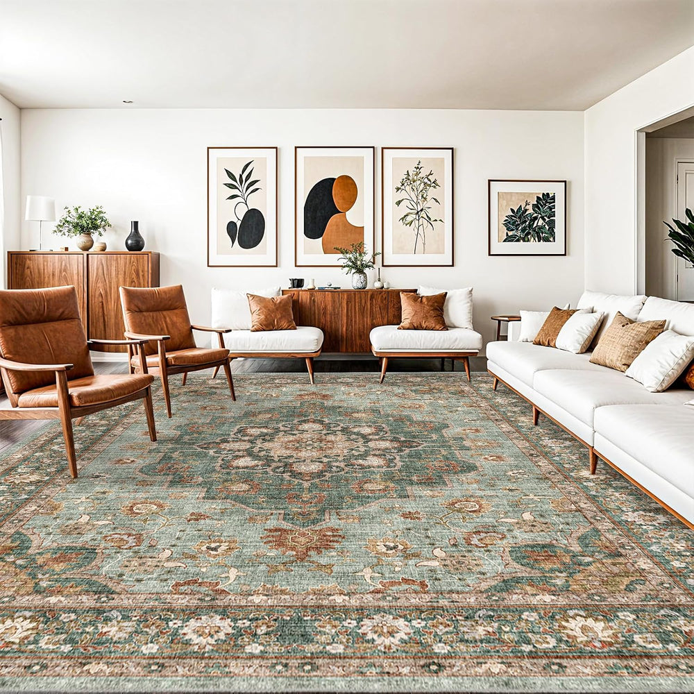 10x14 Area Rugs for Living Room: Washable Oriental Non Slip Soft Rug