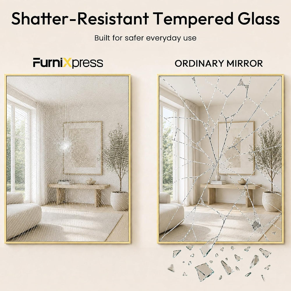 36x36 Inch Satin Gold Square Bathroom Vanity Wall Mirror