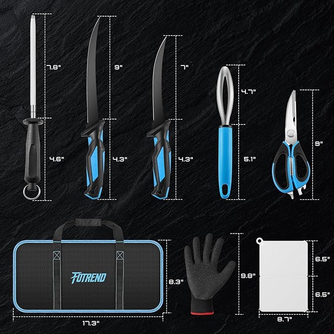 Fillet Knife Kit Combo, Fishing Knives and Honing Rod, Ultra-Sharp G4116 German
