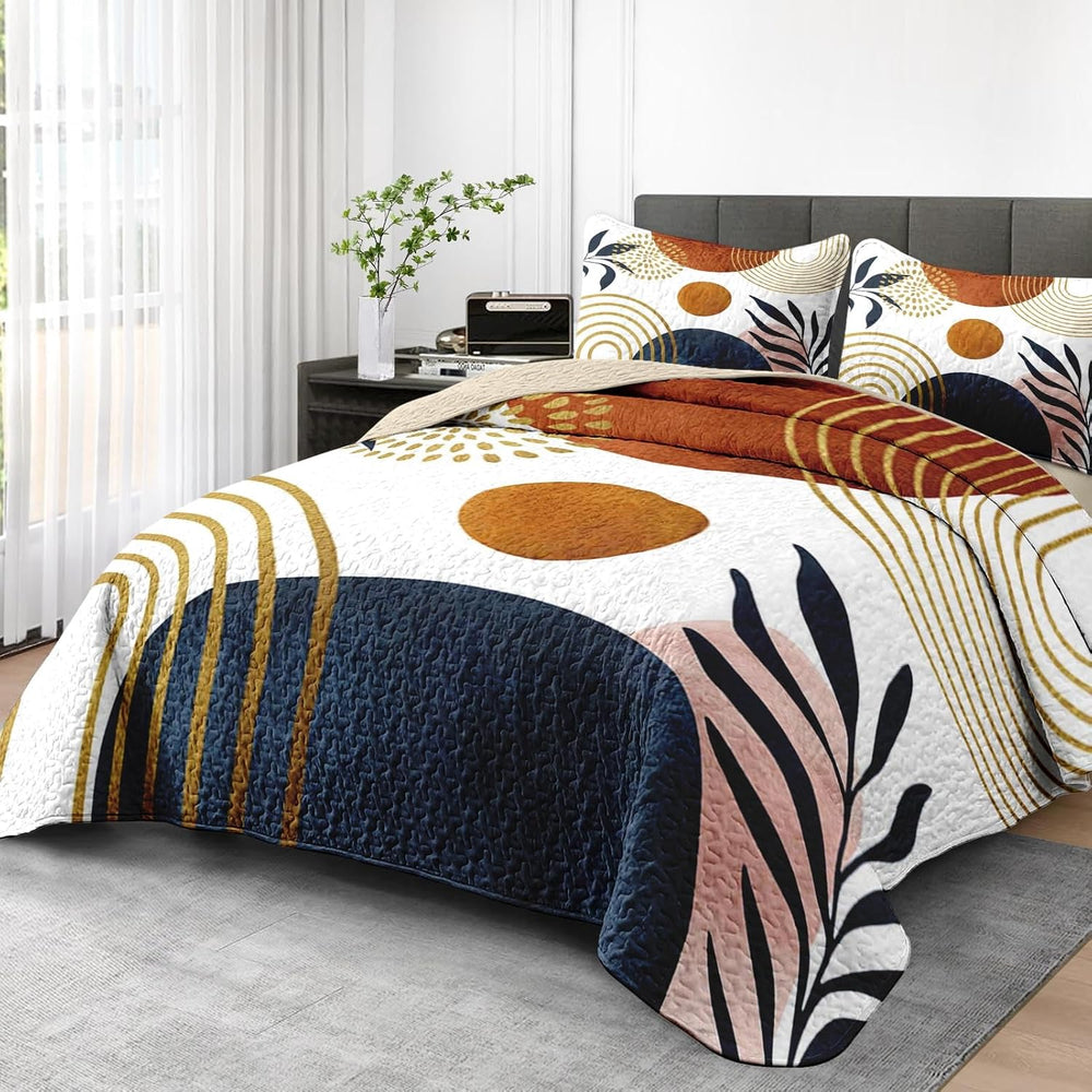 Pamnest King Quilt Set, 3 Pieces Gold Yellow Bedding, Bedspread