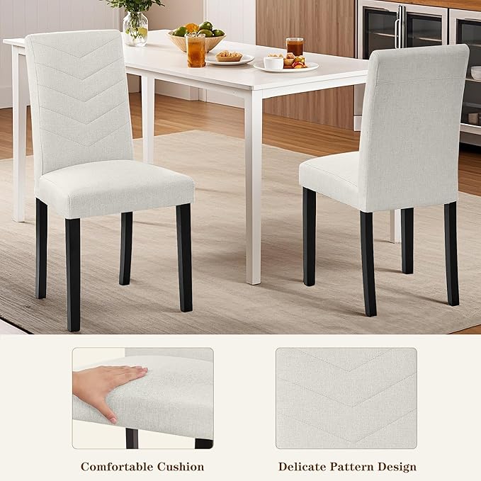 VECELO Upholstered Dining Chairs Set of 2, Fabric Wood Legs High Back for Kit...