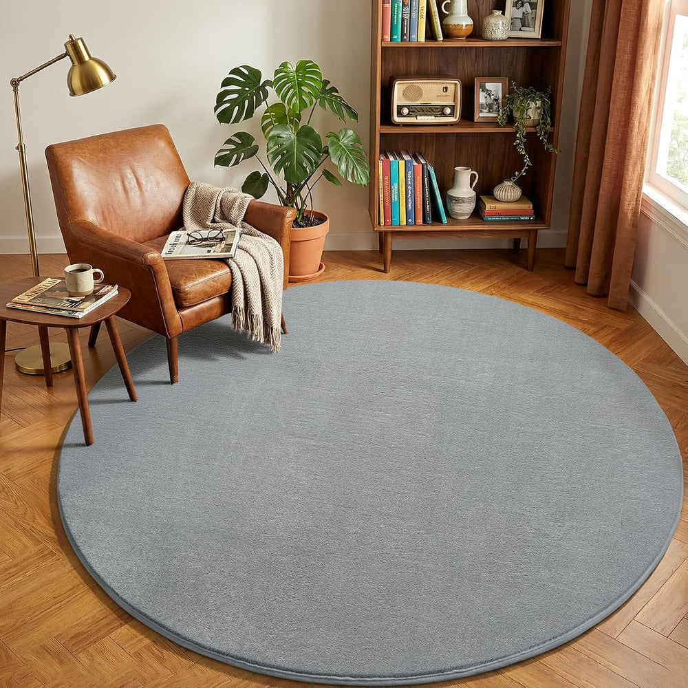 Amearea Grey Round Area Rugs 6ft Washable Circle Rugs