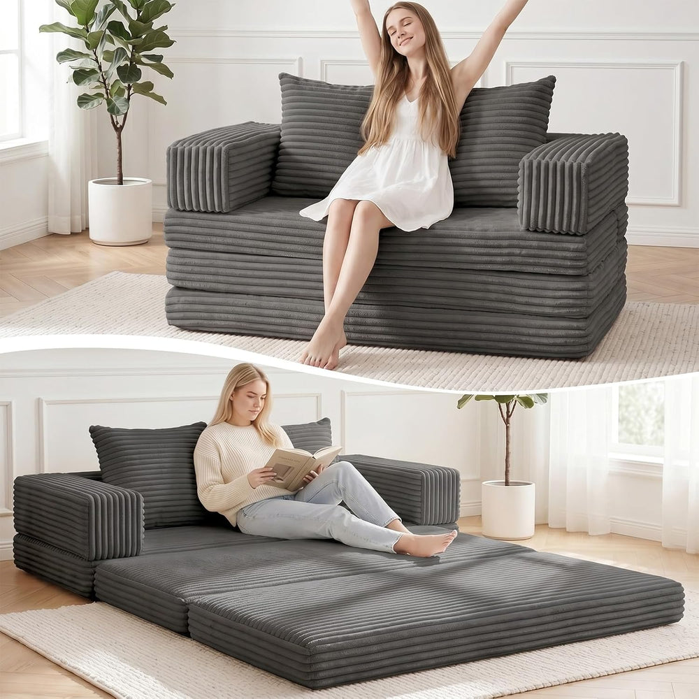 Boneless Loveseat Sofa Bed,Small Couch Bed Futon Sleeper Sofa,Convertible Pul...