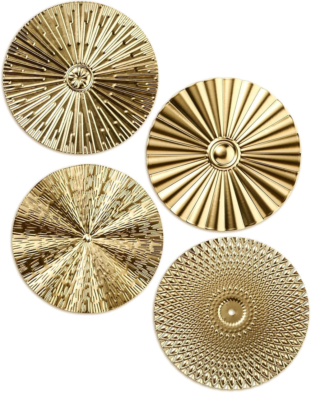 Hicarer 4 Pcs 12 Inch Gold Metal Wall Art Decor Modern Sunburst Decor