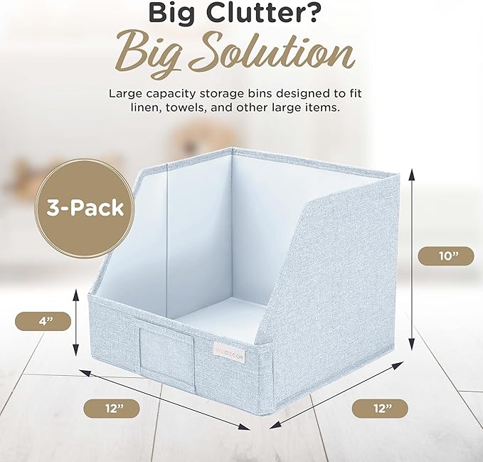 VIVIDECOR Open Front Trapezoid Closet Bins 12x12x10 – Easy Access Shelf