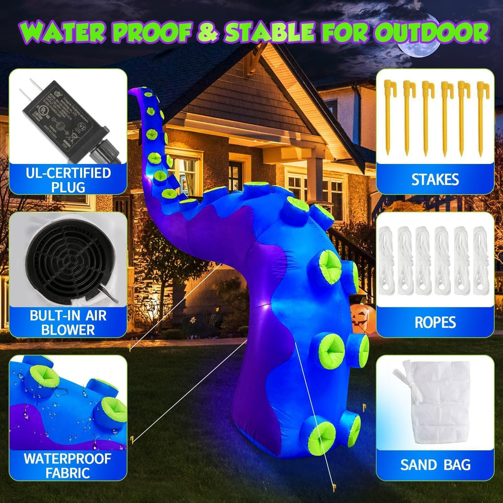 1PCS 16FT Giant Halloween Inflatables Octopus Tentacles, Huge Halloween Decor...