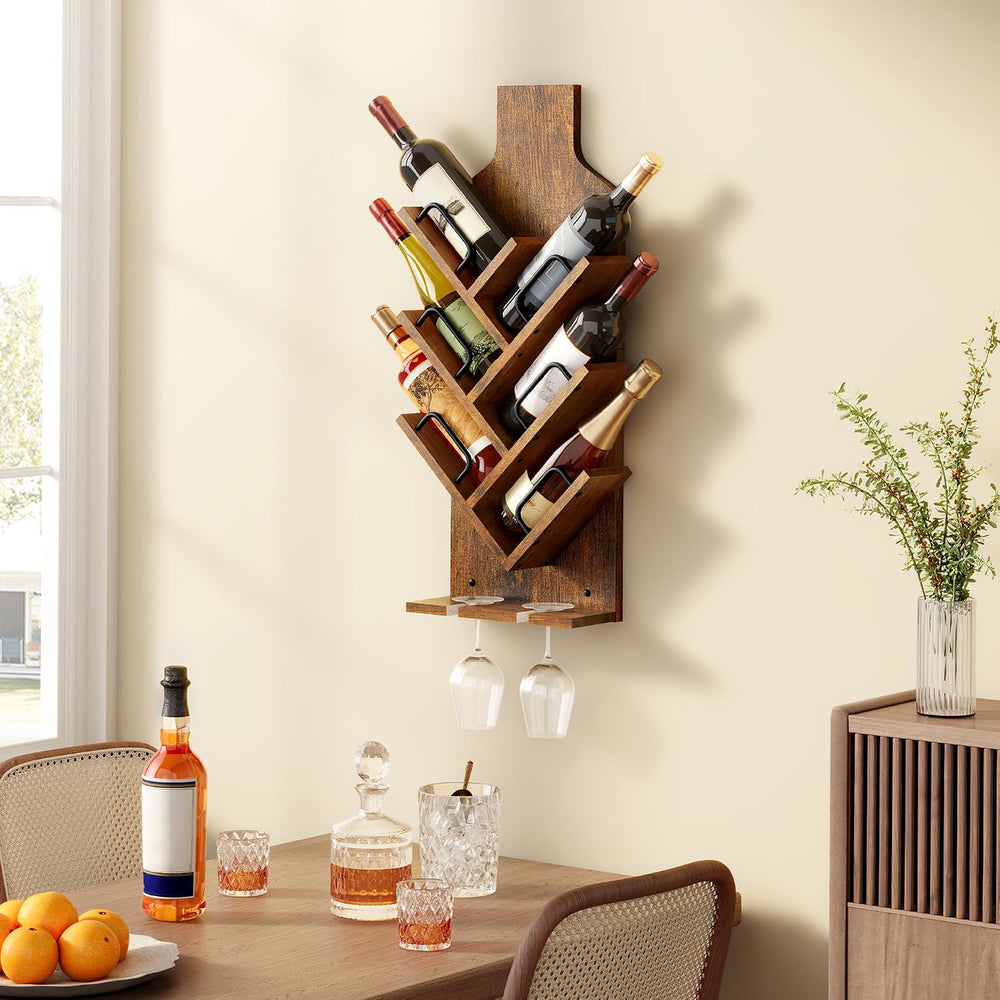 FAVOOSTY Wine Rack Wall Mounted for 6 Wine Bottles, Wall Racks for Wine Bottl...