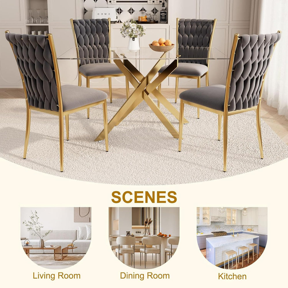 51" Glass Dining Set for 4, Grey