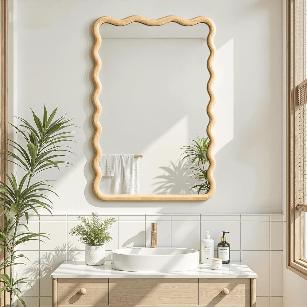 Wavy Mirror for Wall, 30"x20" Bathroom Vanity Mirror