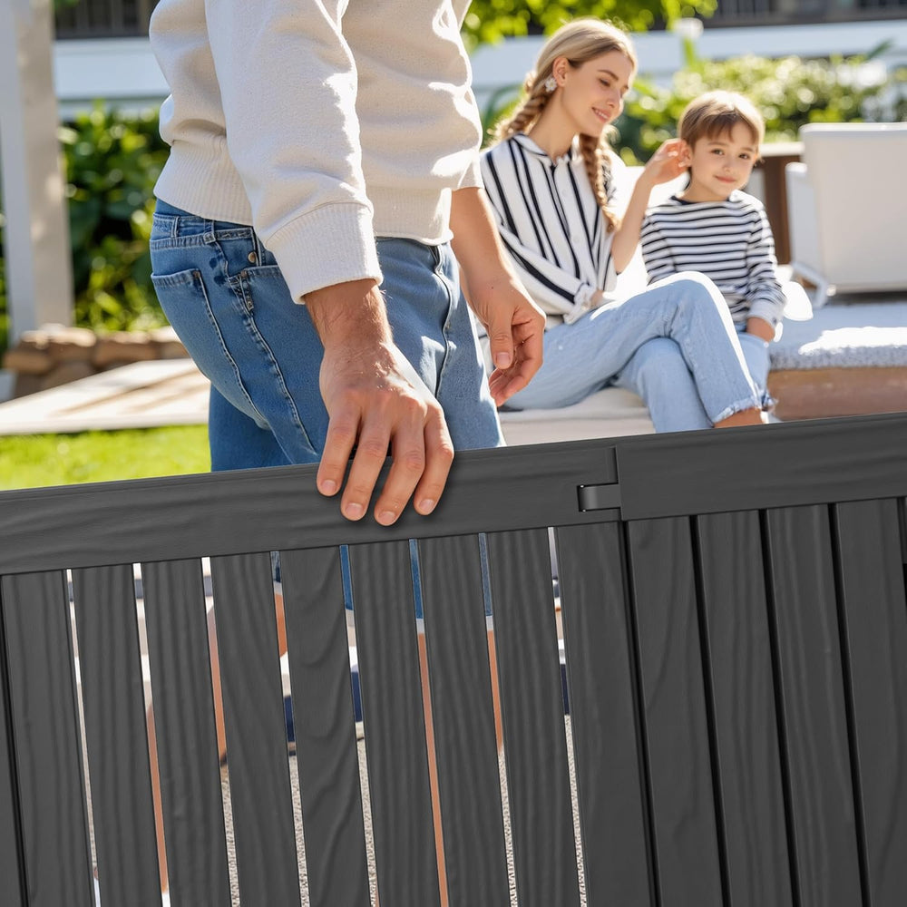 Outdoor Chaise Lounges, Patio Lounge Chair (Black Wood Grain, Set of 2)