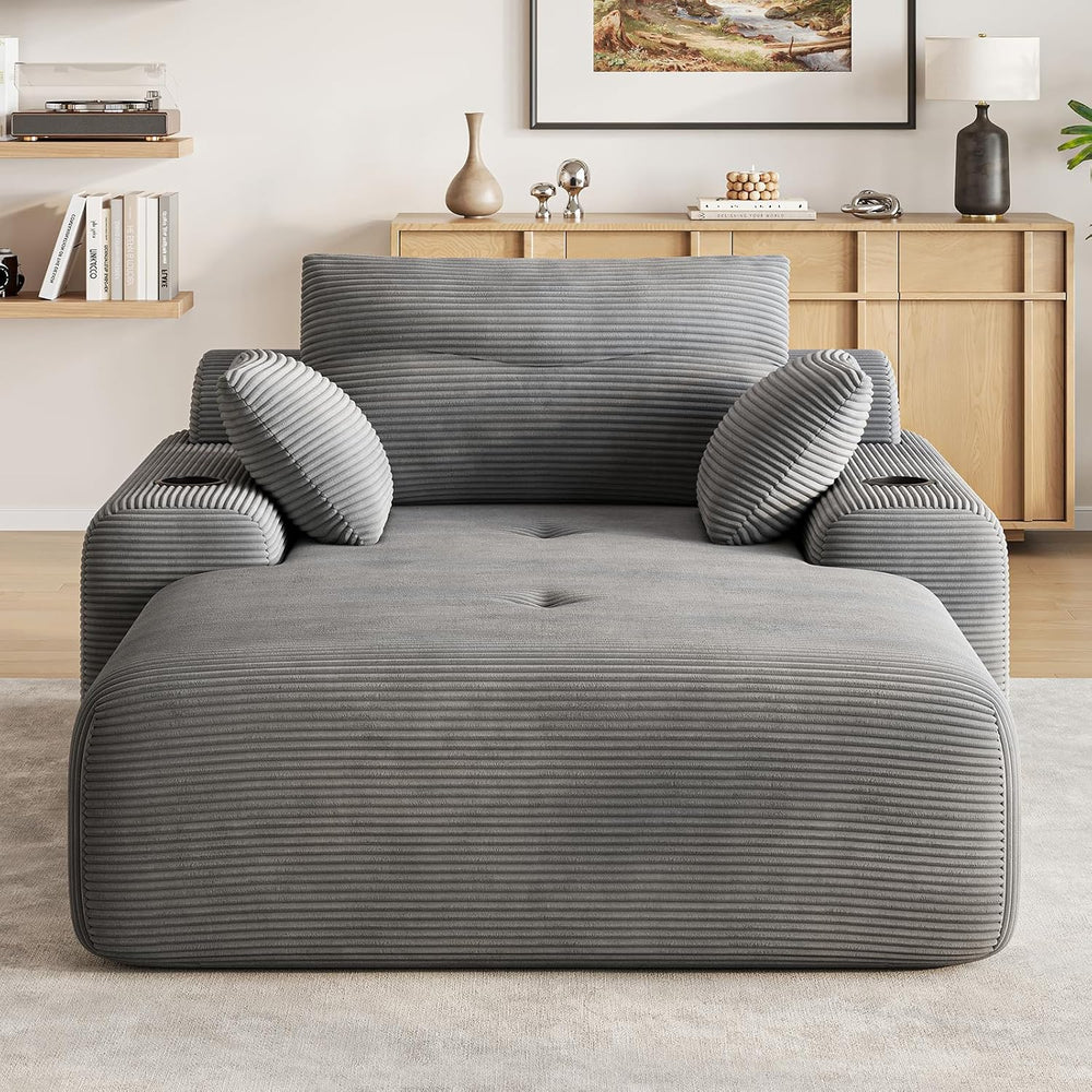 69” Boneless Chaise Lounge Chair Indoor, Oversized Chaise Lounge Reading Chai...