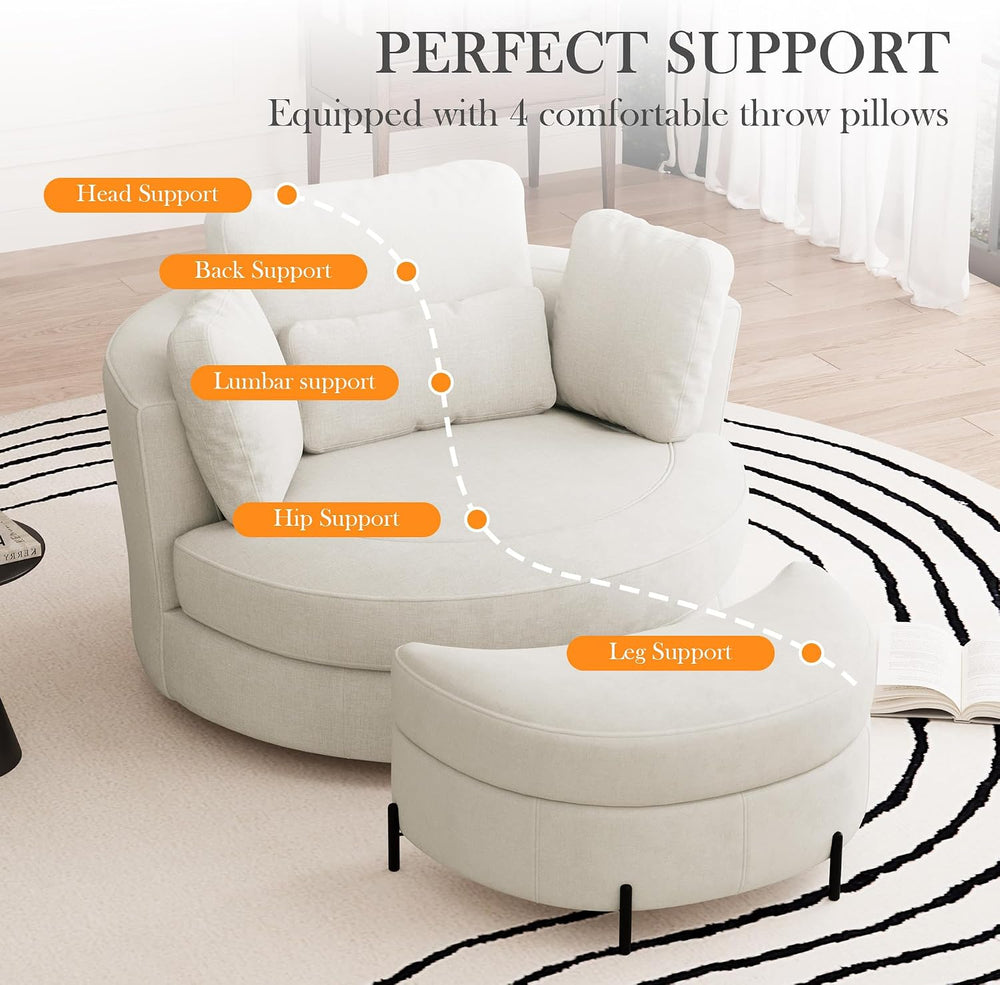 Aoiy & Wifon 50'' W Oversized Swivel Barrel Chair with Storage Ot...