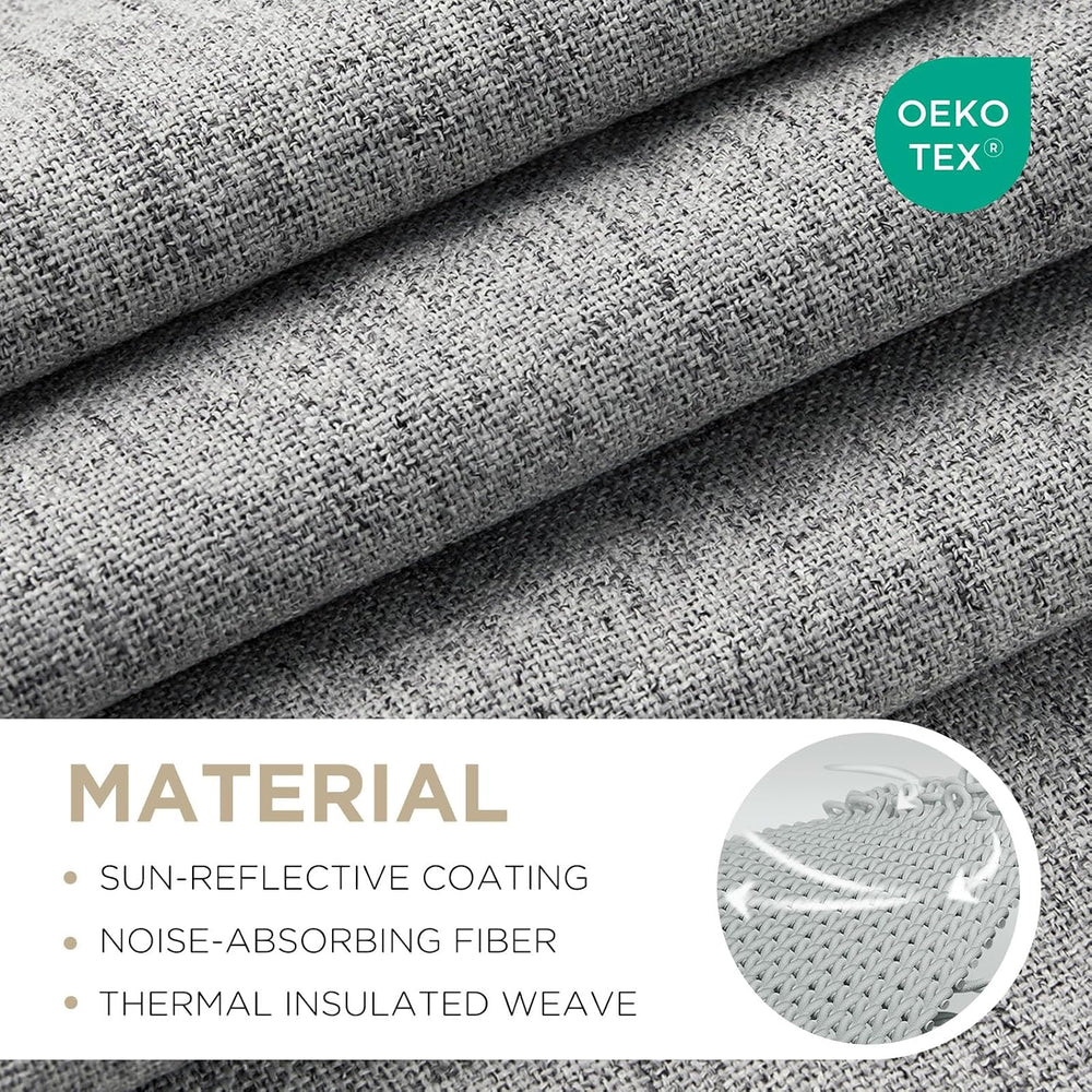 Joydeco 100% Blackout Curtains for Bedroom, Natural Linen Curtains, Thermal I...