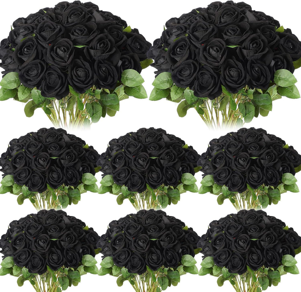 Hotop 80 Pcs Artificial Roses Flowers Bulk, Black