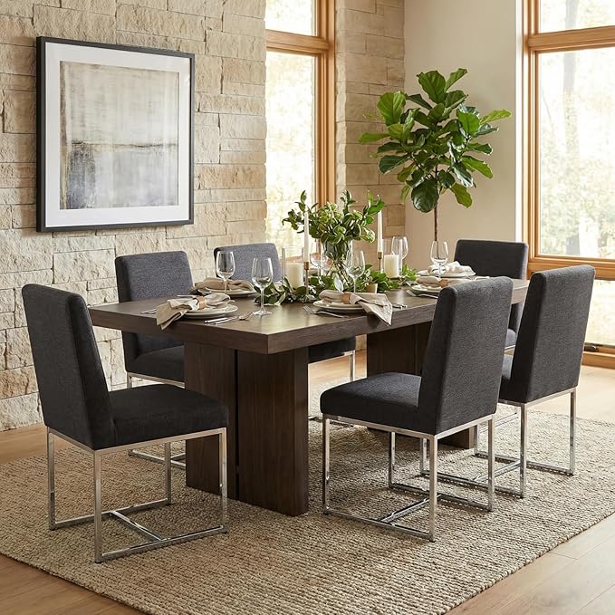 CIMOTA Black Modern Dining Chairs Set of 4, Upholstered Dining Room Chairs Ar...