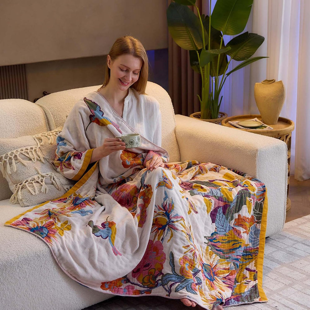 XIBLC Boho Throw Blanket, 100% Cotton Ultra Soft Luxury Throw Rustic Quilt, 6...