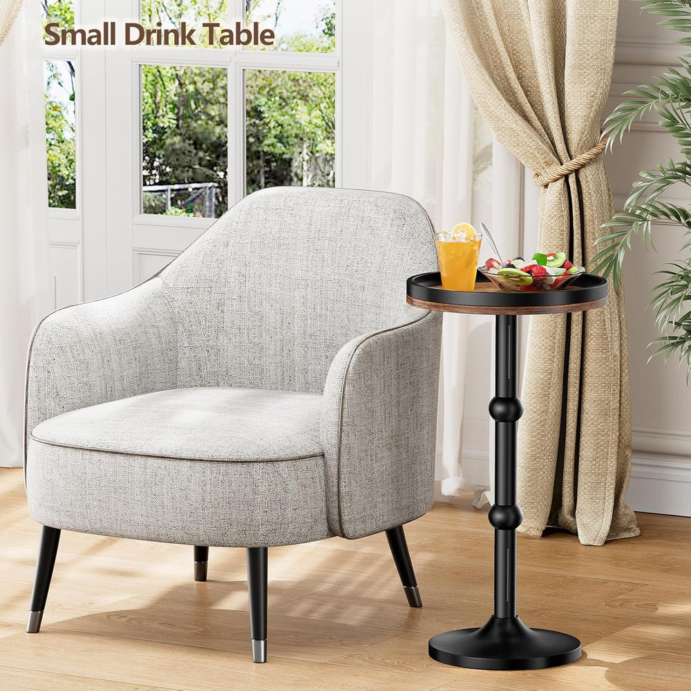Small Round Side Table, Drink Table for Small Spaces, Modern Cocktail Table w...
