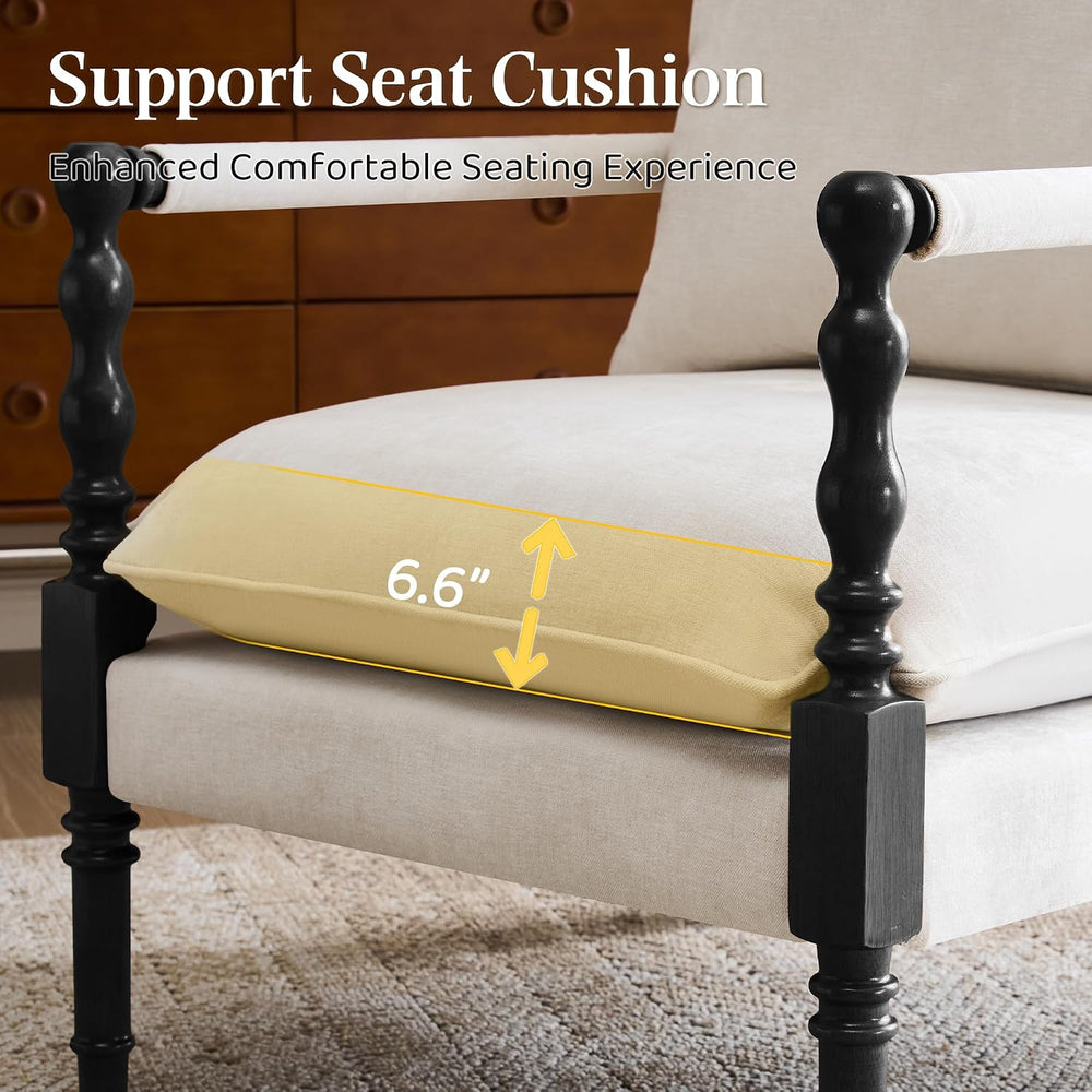 Bezseller Spindle Accent Chair with Wood Frame and Removable Cushions