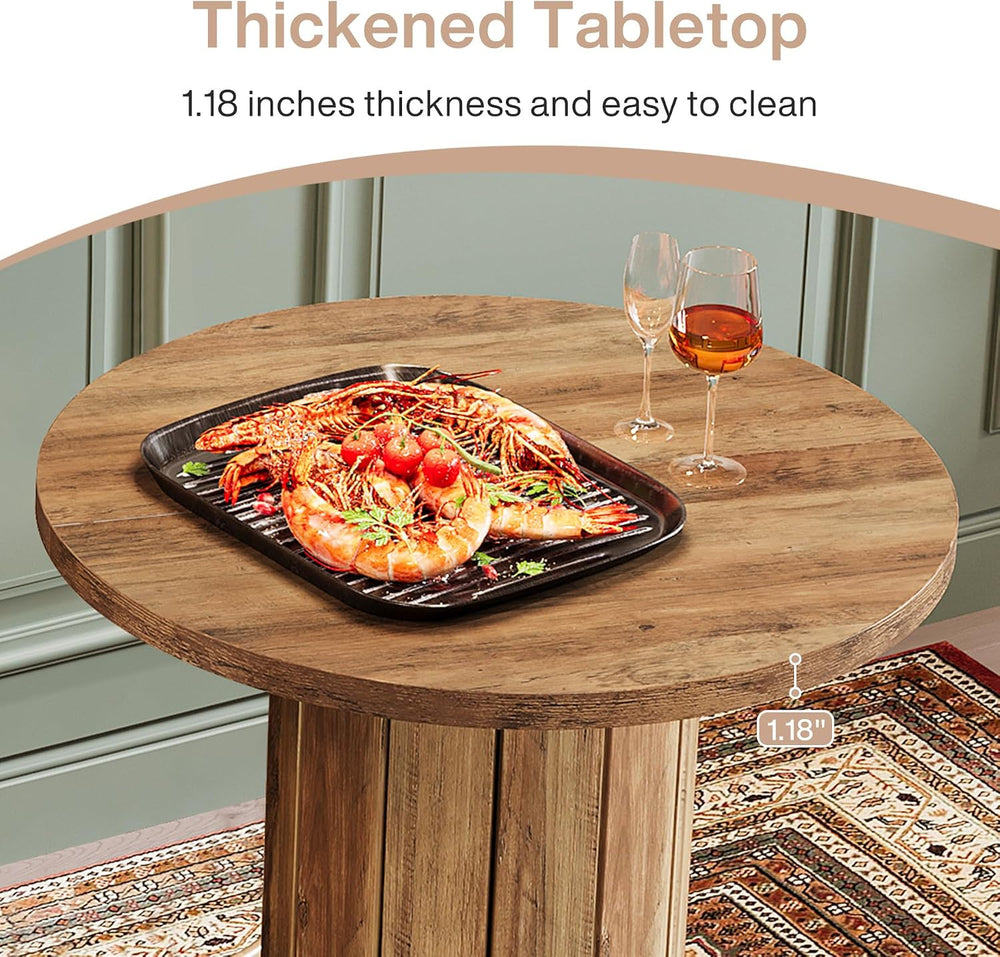 Tribesigns Round Dining Table Set of 4, Bar Height Commercial Kitchen Table w...