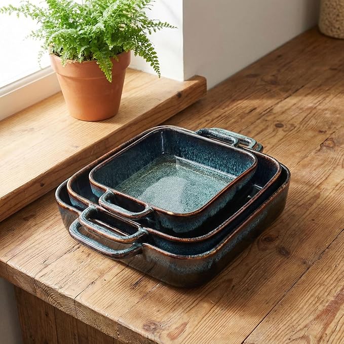 10" x 10" Porcelain Square Casserole Dishes