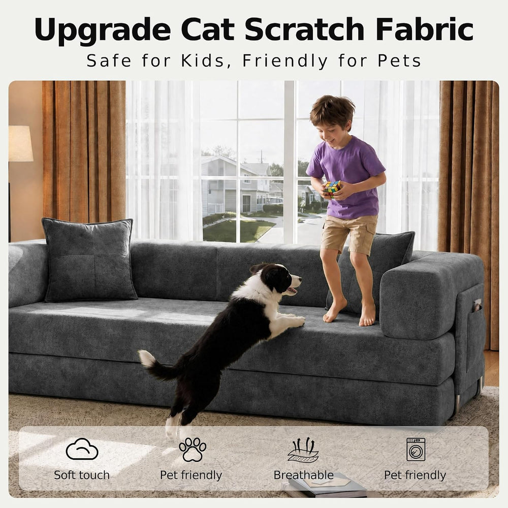 MoonSpeak 79" Convertible Sofa Bed, Boneless Couch for Living Room.