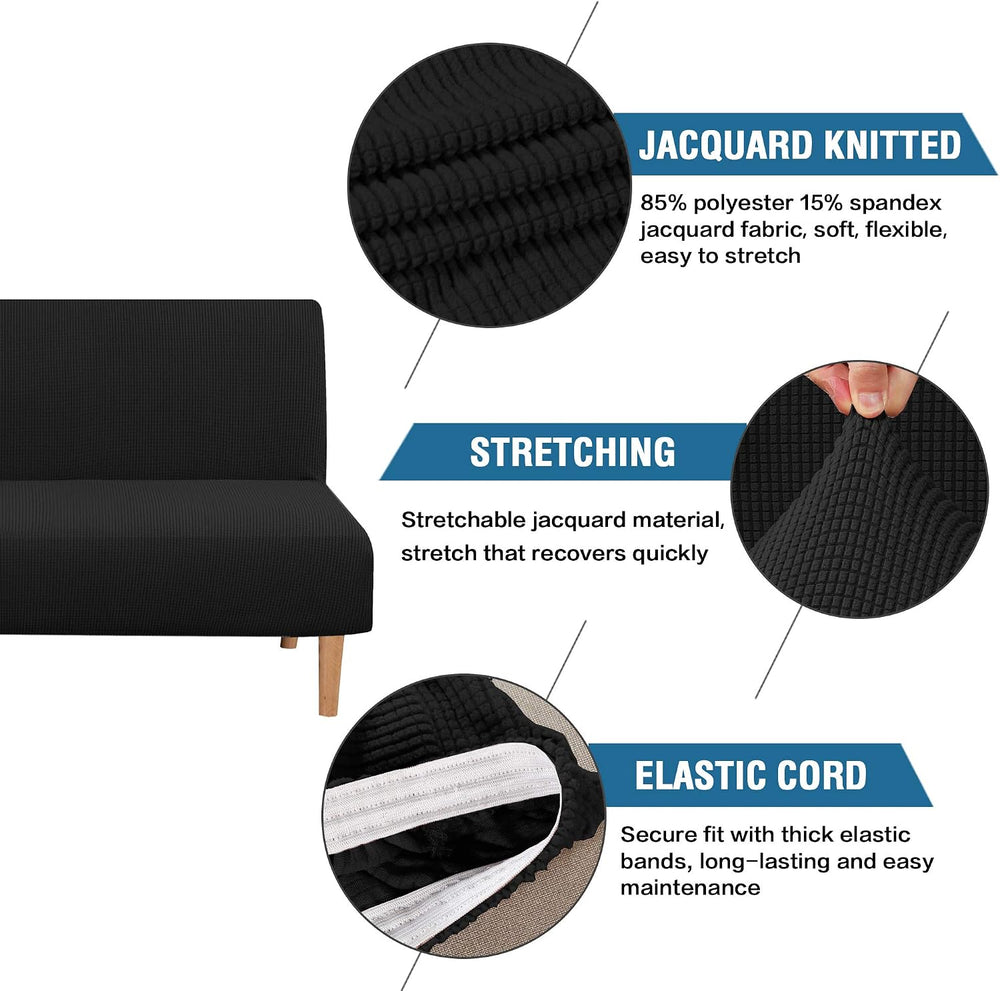 H.VERSAILTEX Armless Futon Cover Stretch Sofa Bed Slipcover Protector Elastic...