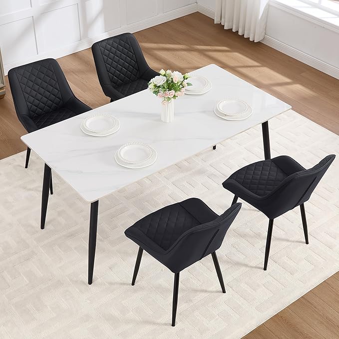 Dining Chair Set of 4, Modern Dining Chairs with Thick Cushions, Faux Leather...