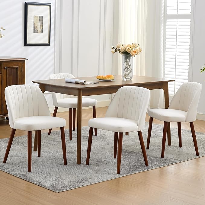Wooden Dining Chairs Set of 4, Upholstered Kitchen Dining Room Chairs with Pa...