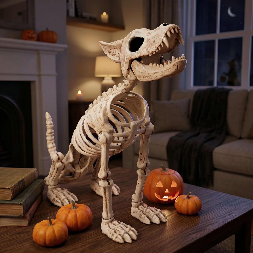 JOYIN 34โ Wolf Skeleton Halloween Decoration, Plastic Animal Skeleton with Mo...