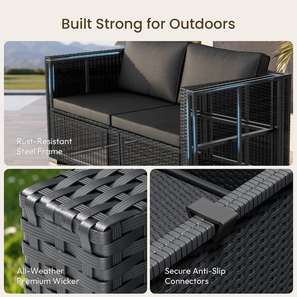 Patio Furniture Set - All-Weather -5 Piece Outdoor Patio Conversation Couch S...