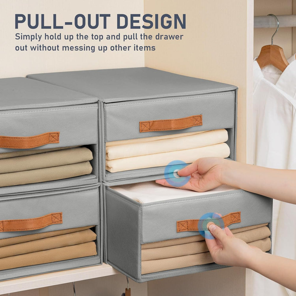 DIMJ Closet Organizers and Storage - Fabric Bins with Drawers for Closet Fold...