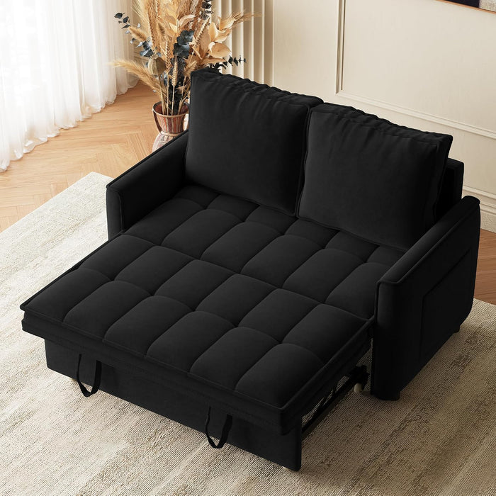 Futon Sofa Bed Convertible Loveseat Sleeper Couch,Black