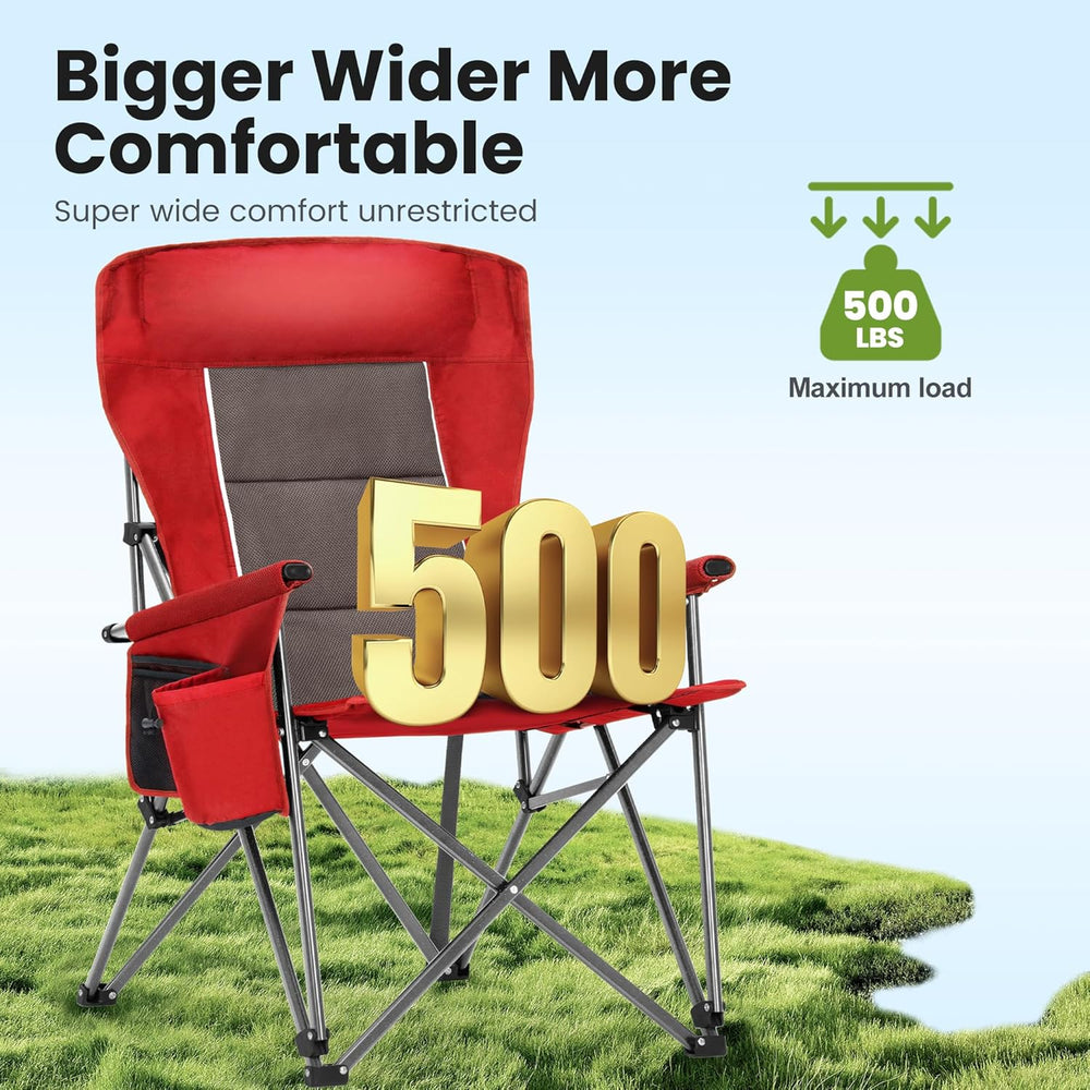 HIGH POINT SPORTS Oversized Folding Camping Chairs for Adults, High Backrest ...