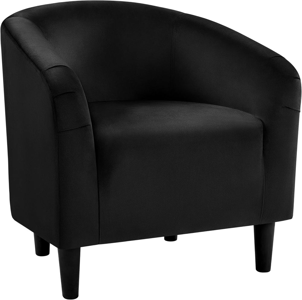Yaheetech Small 25.5in Wide Velvet Barrel Accent Chair for Bedroom, Black