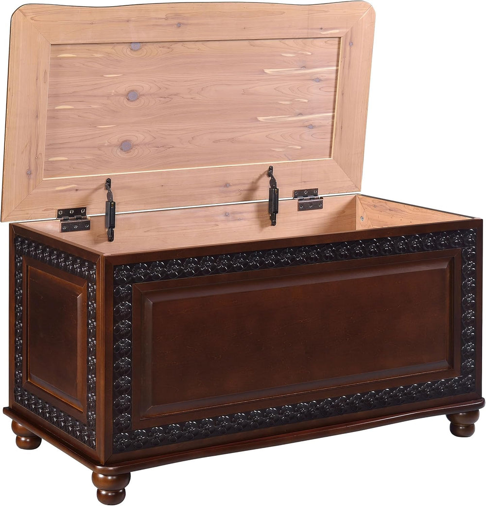 BOWERY HILL 40" x 21" Traditional Wood Cedar Blanket Chest, Flip Op...