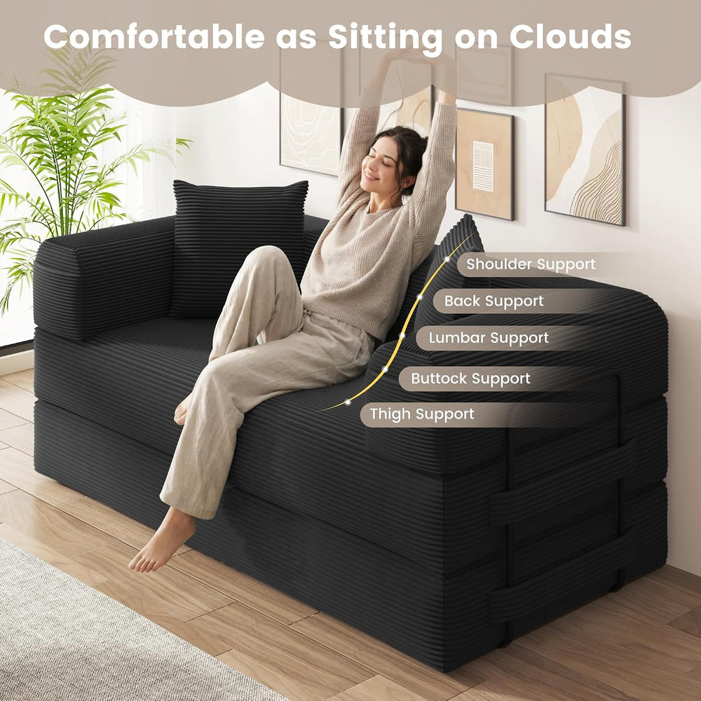 80" Convertible Sofa Bed, 5 in 1 Modular Boneless Couch Sleeper Sofa Bed...