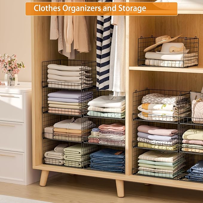 Yociyoga 7-Tier Stackable Closet Organizers and Storage Shelves, Foldable