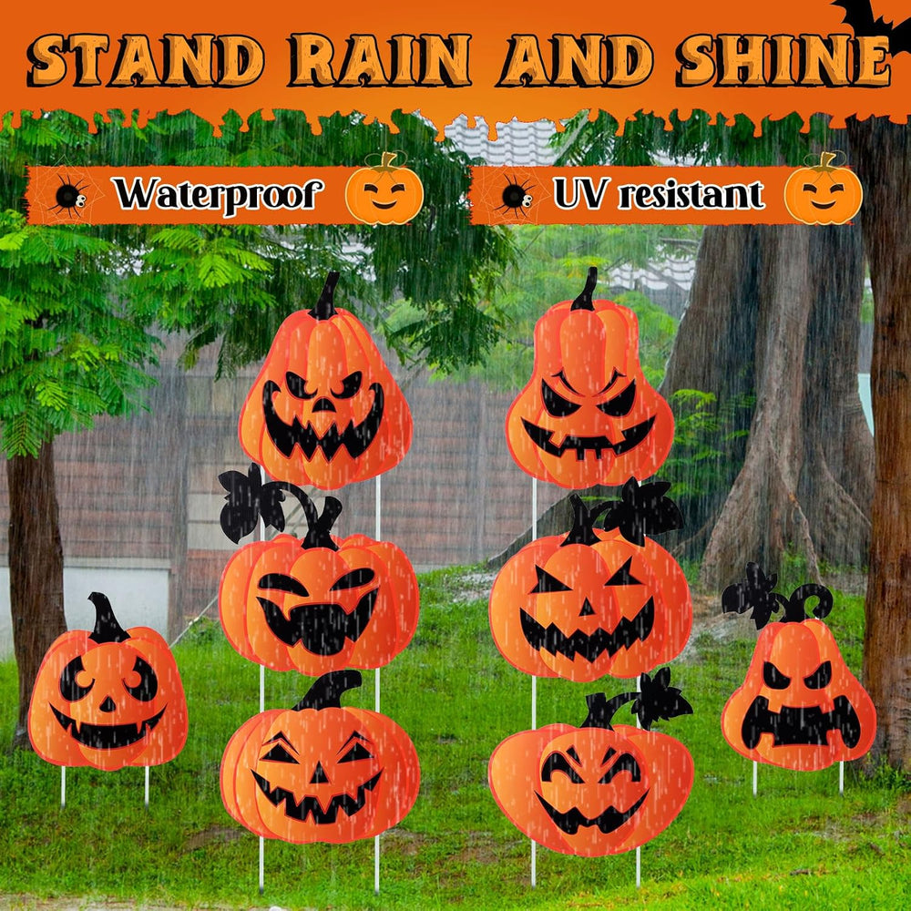 Barydat 12 Pcs Halloween Yard Signs Pumpkin Yard Stakes Decoration Outdoor De...