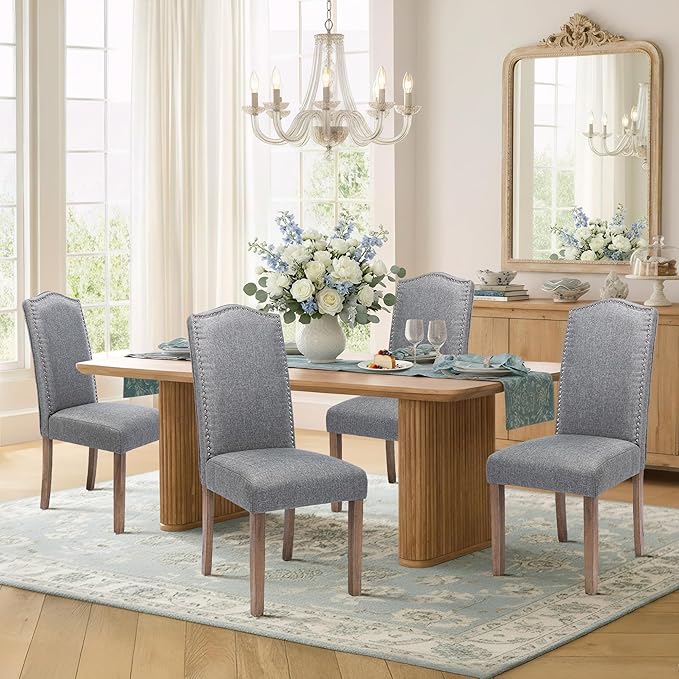 Upholstered Dining Chair Modern Stylish Parsons Kitchen Diner High Back with ...